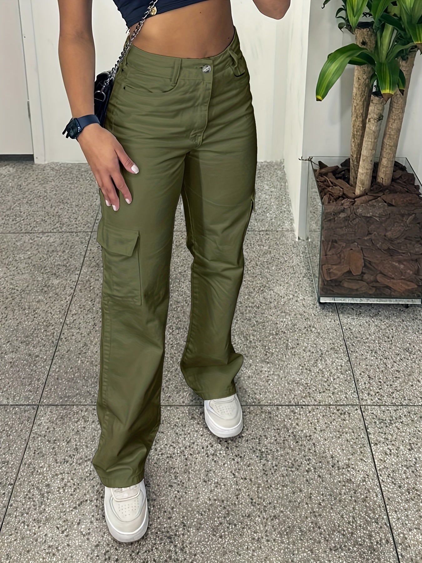 White Slim-Fit Cargo Pants with 3D Pockets