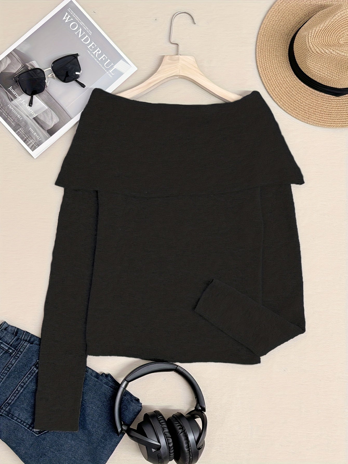 WL Atelier | Elegant Off-Shoulder Long-Sleeve Sweater