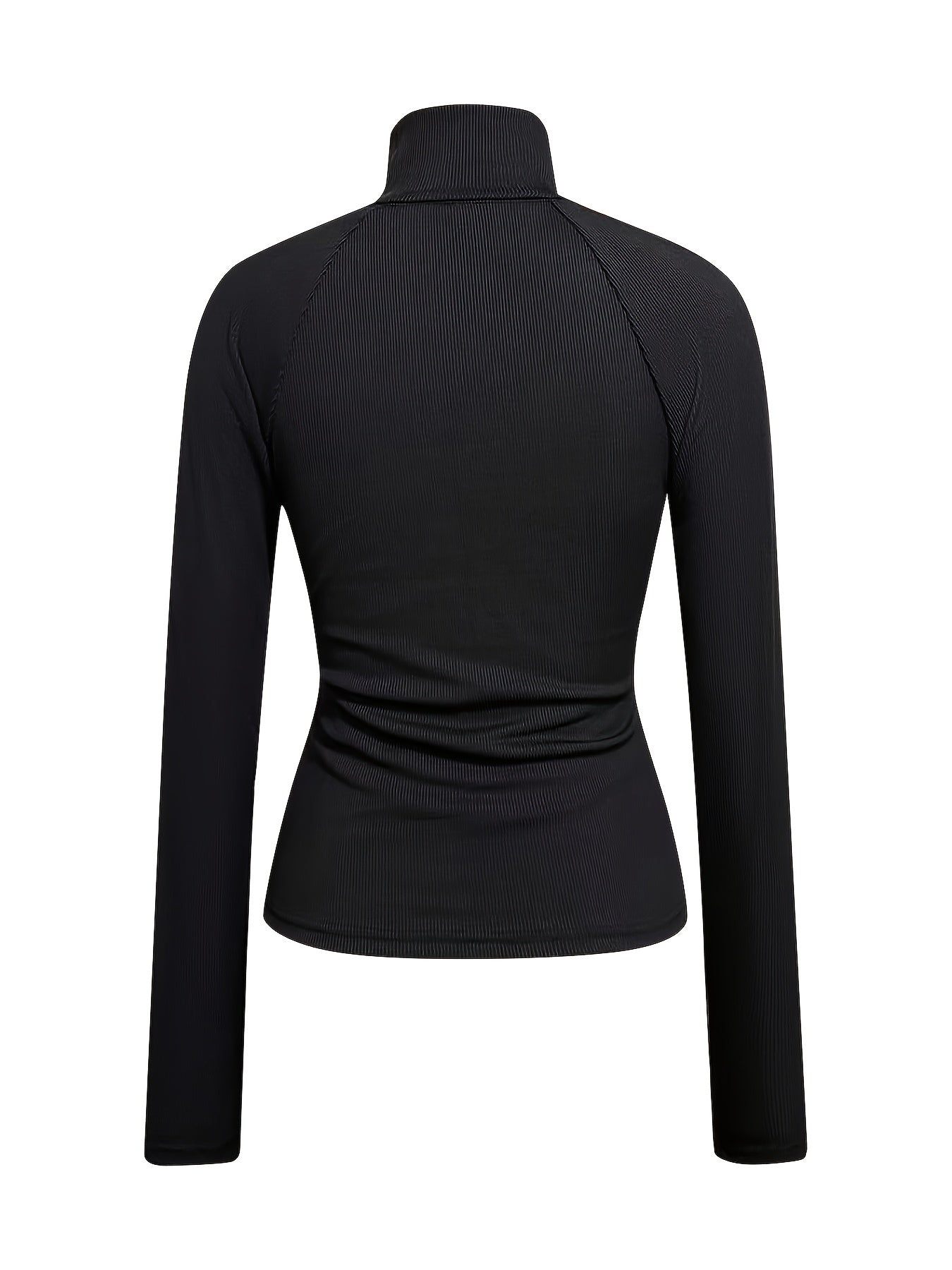 WL Atelier | Black Ribbed High-Neck Zip-Up Top