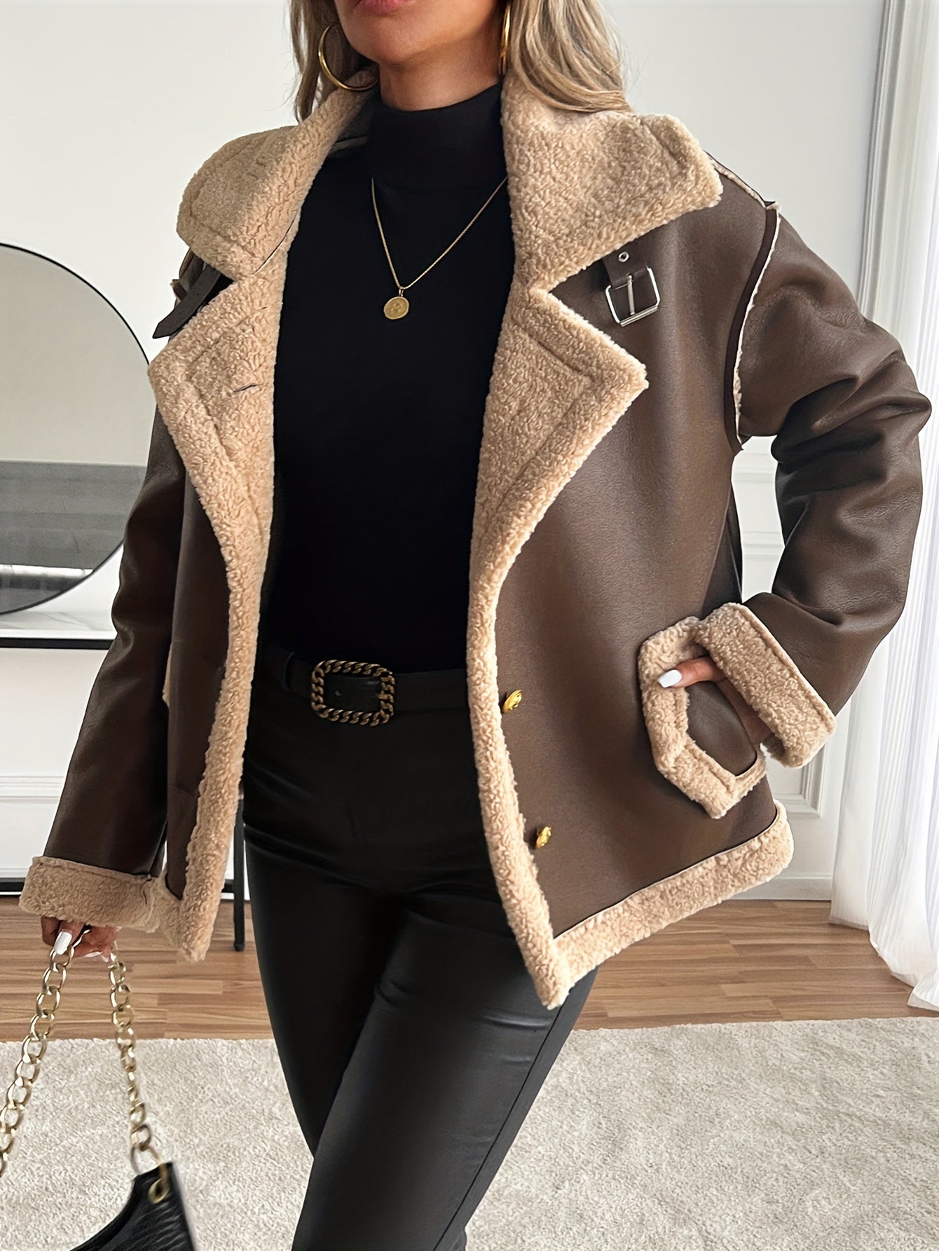 WL Atelier | Elegant Faux Fur-Lined Motorcycle Jacket
