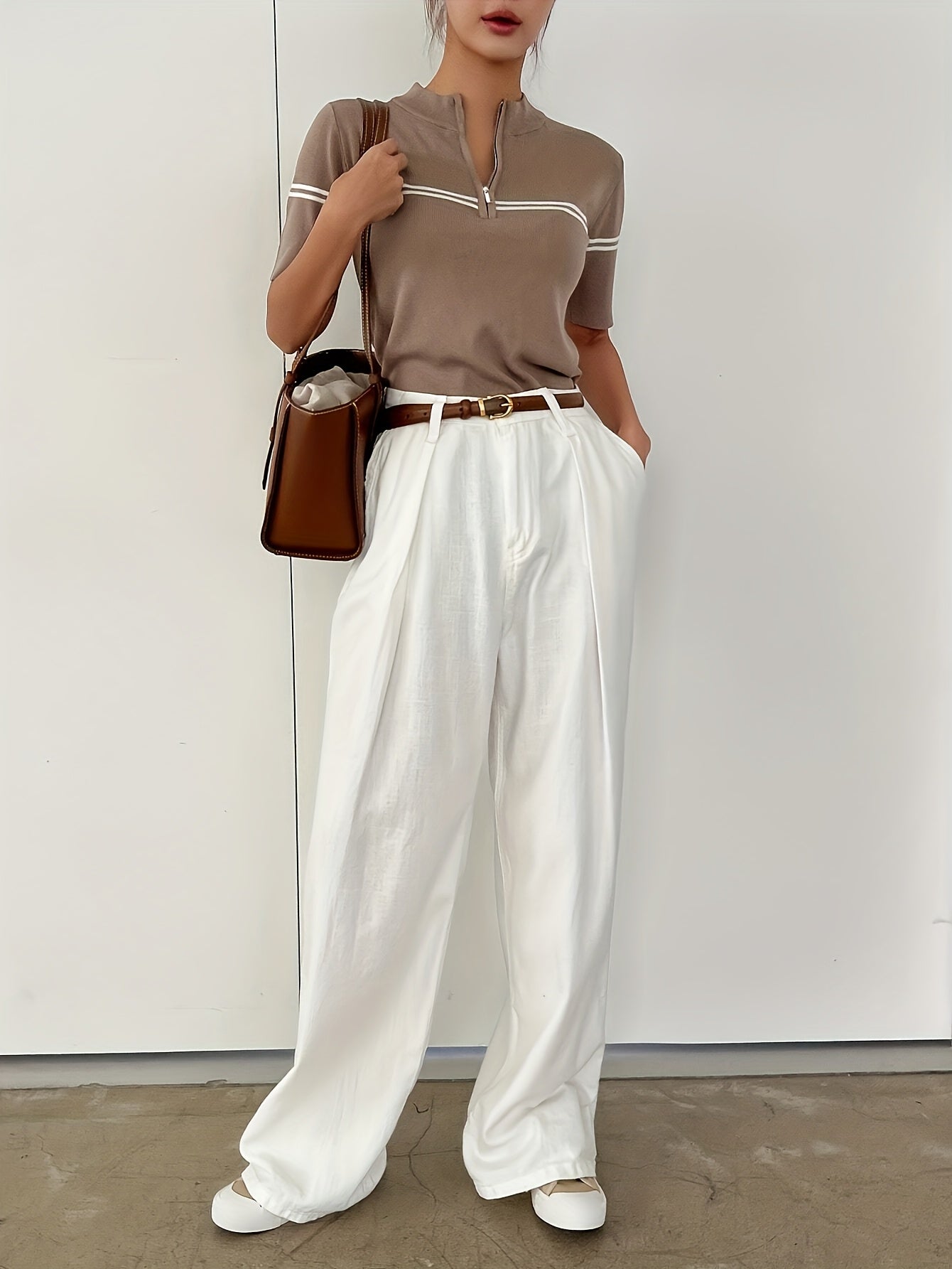 WL Atelier | Fashionable Half-Zip Knit Sweater