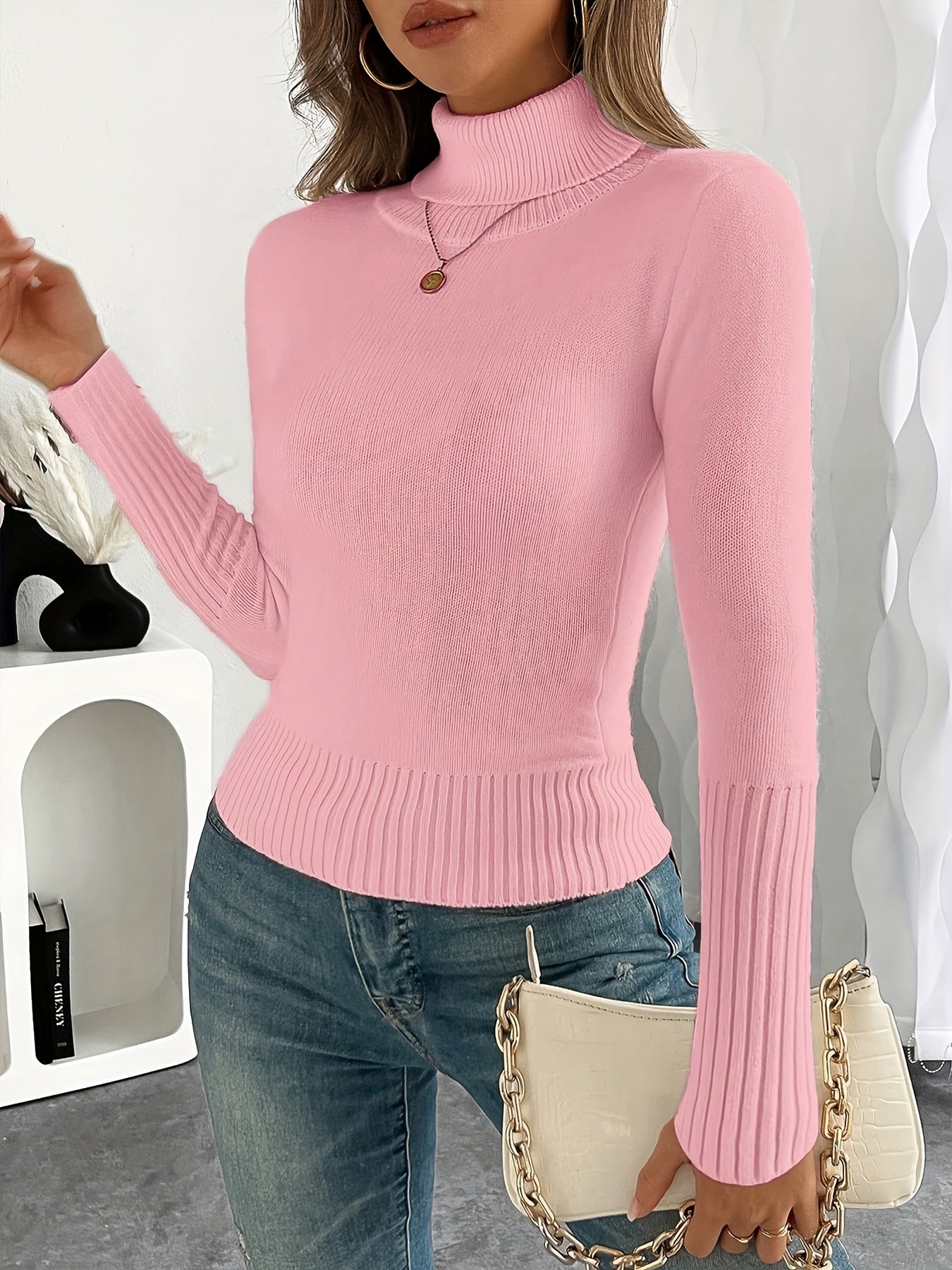 WL Atelier | Cozy Pink High-Neck Fleece-Lined Sweater
