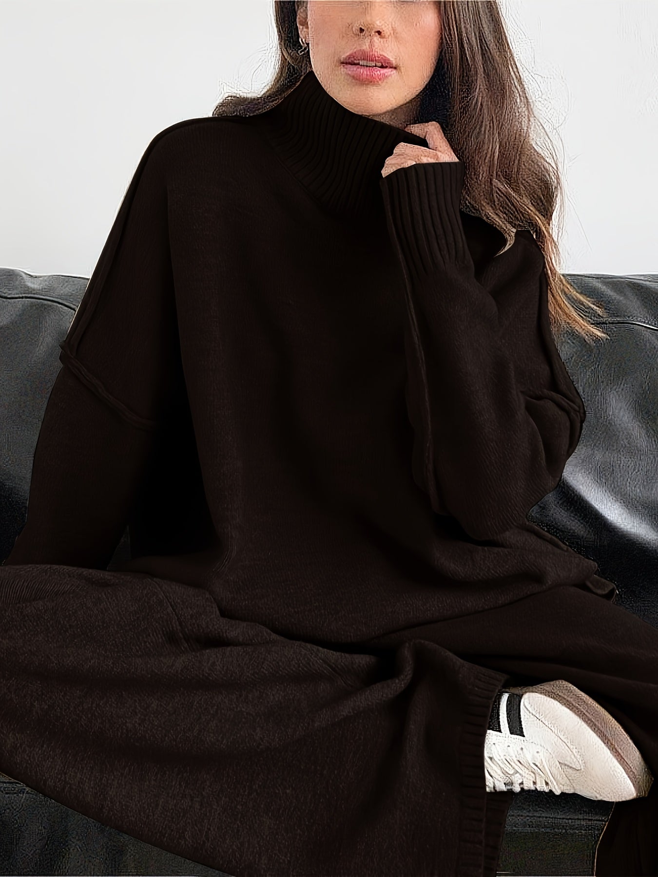 WL Atelier | Elegant Solid Color High-Neck Two-Piece Set