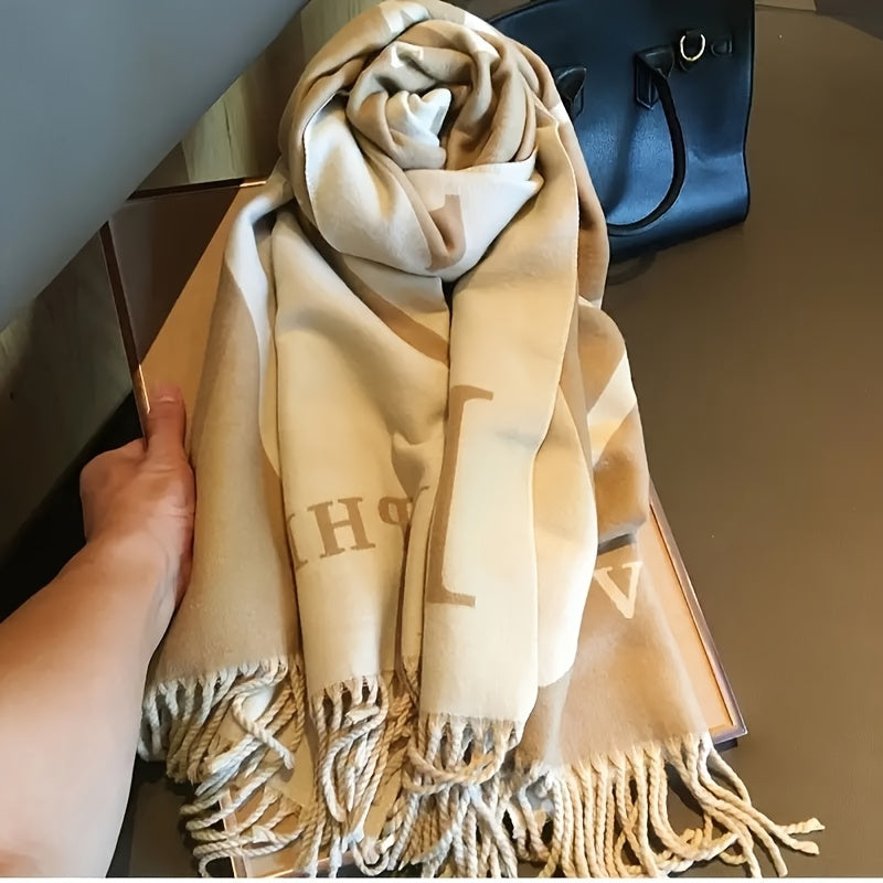WL Atelier | Elegant Reversible Beige &amp; Brown Striped Scarf