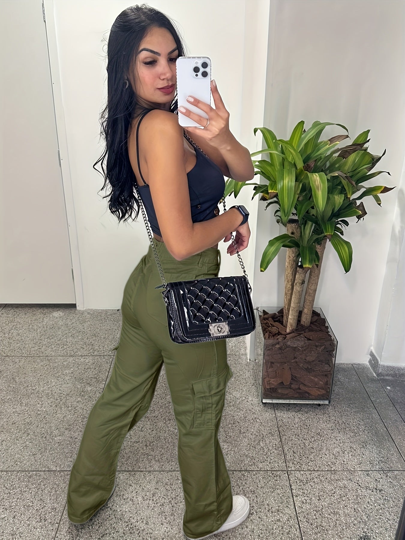 White Slim-Fit Cargo Pants with 3D Pockets