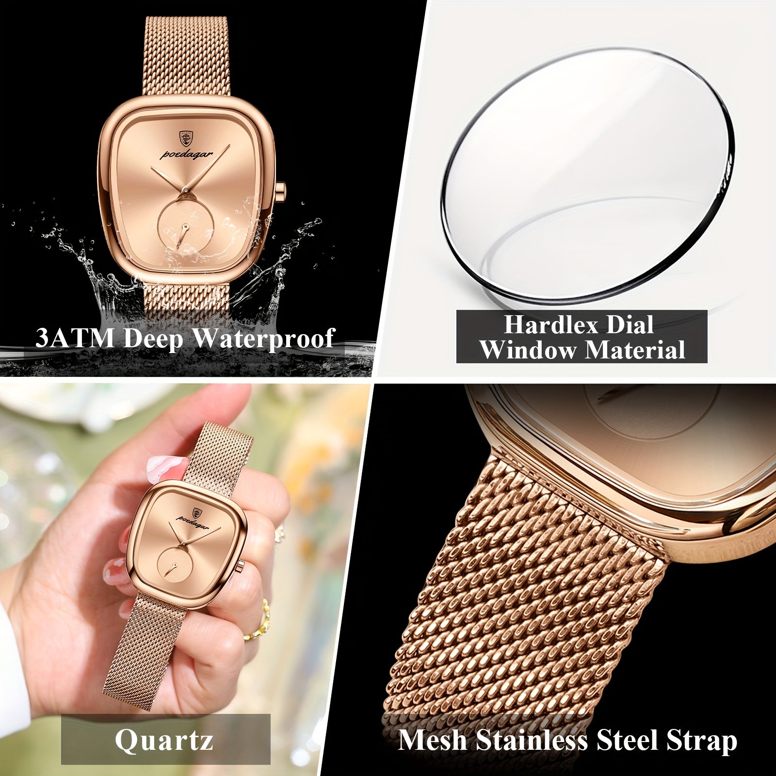 WL Atelier | Rose Gold Square-Dial Mesh Watch
