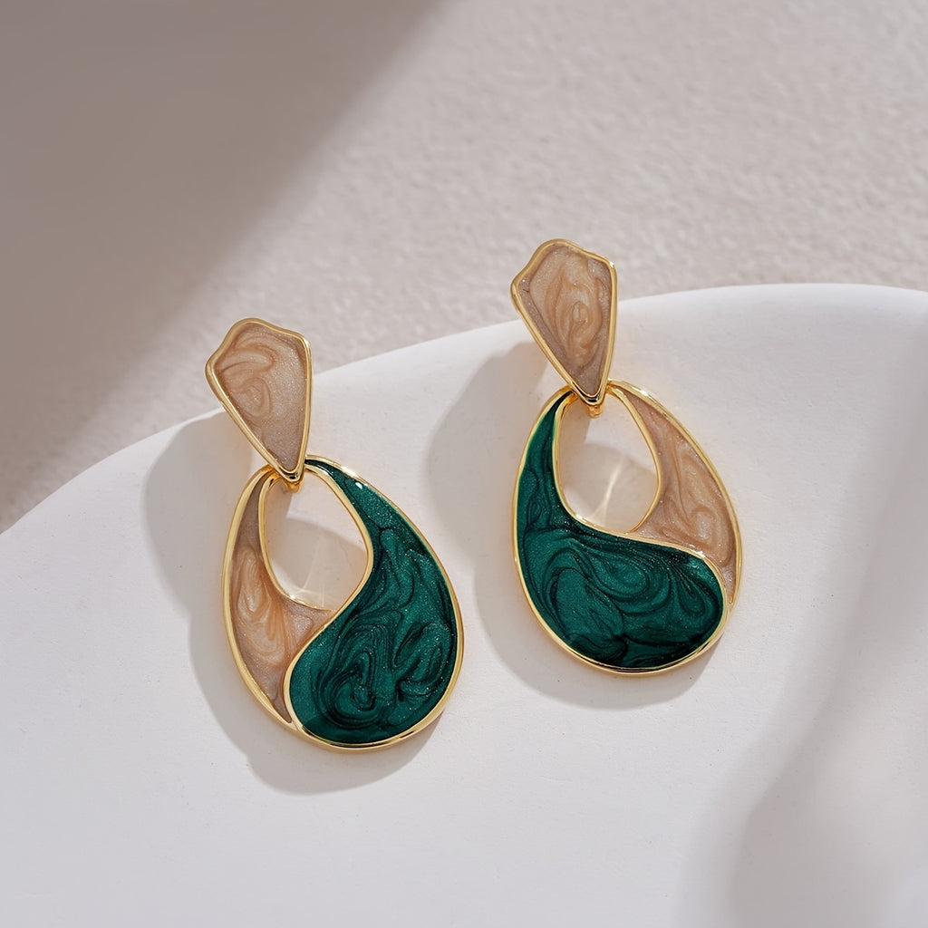 WL Atelier | Elegant Double-Tone Teardrop Earrings with Golden Accents