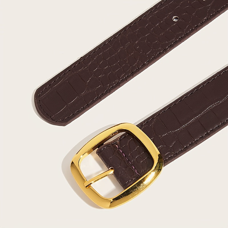 WL Atelier | Retro Black Belt with Square Buckle &amp; Stone Pattern