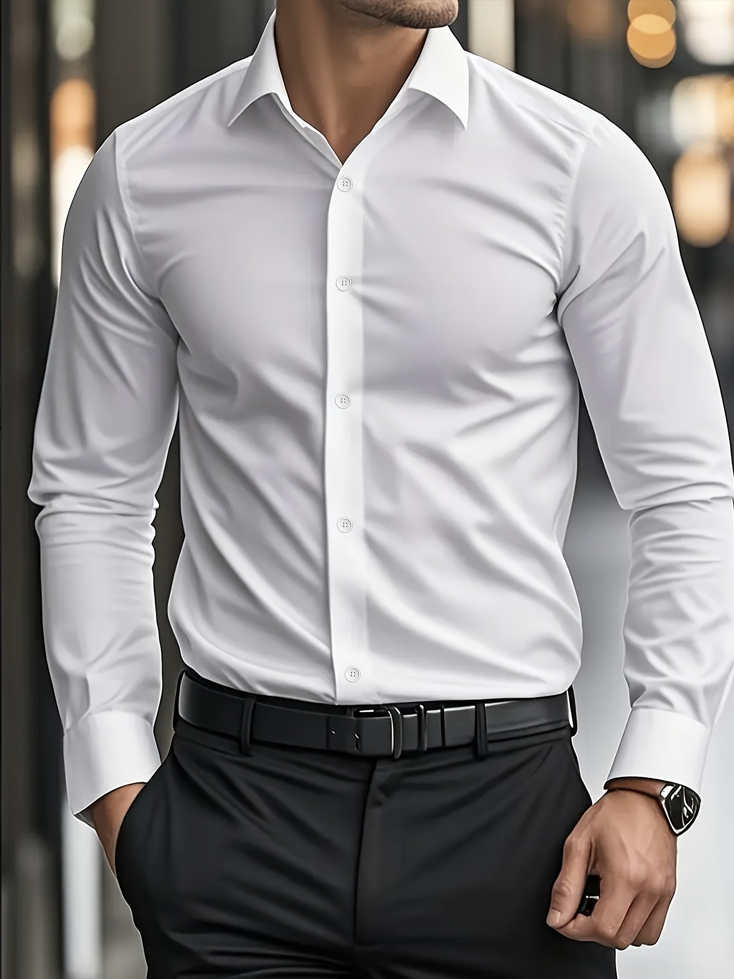 WL Atelier Men | Classic Solid Color Long-Sleeve Dress Shirt