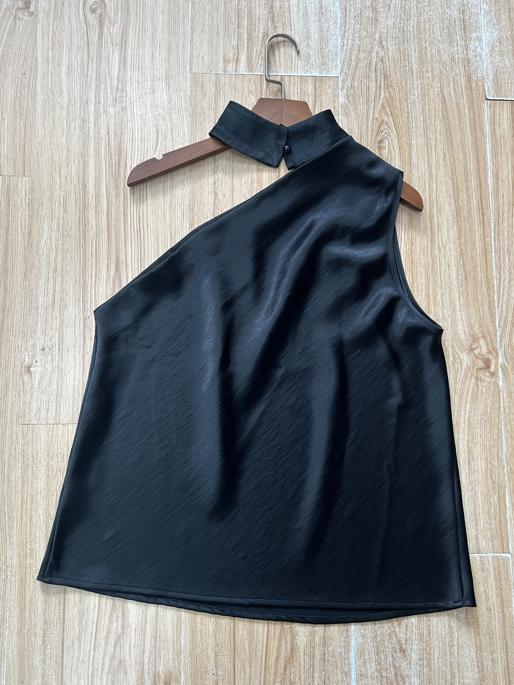 Deep Red Satin Off-Shoulder Blouse