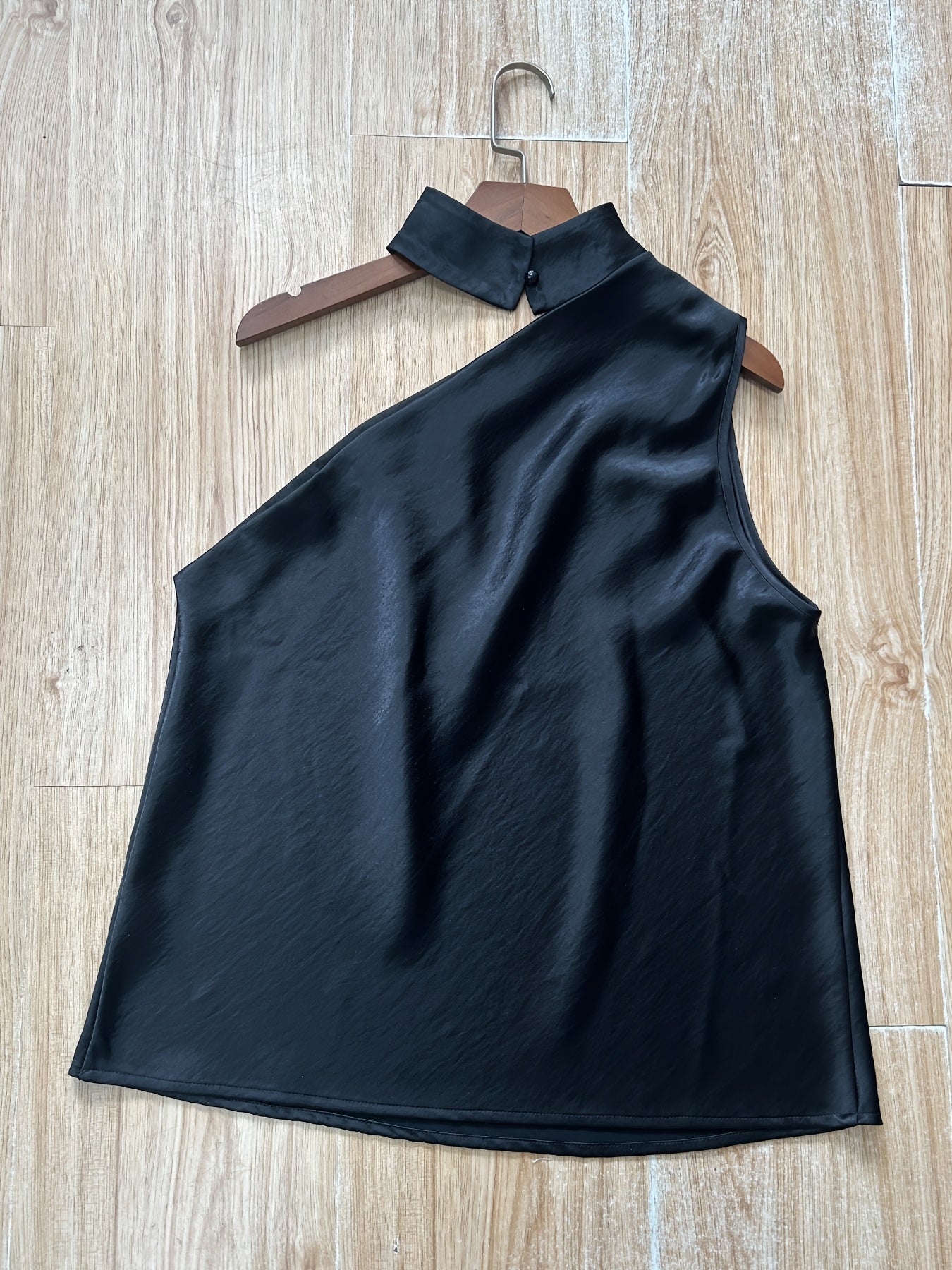 Deep Red Satin Off-Shoulder Blouse