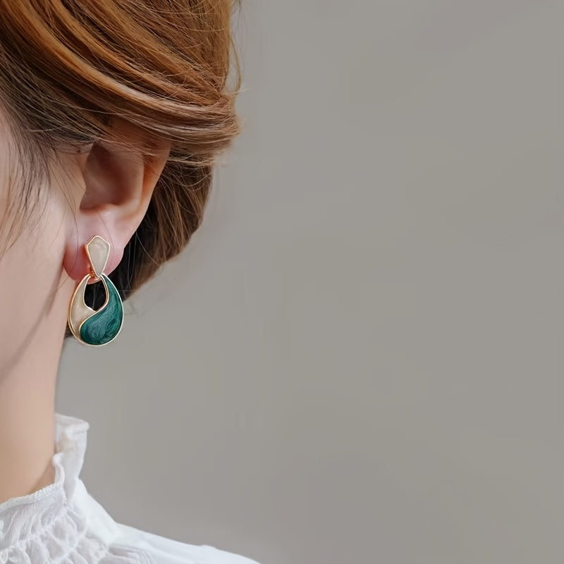 WL Atelier | Elegant Double-Tone Teardrop Earrings with Golden Accents