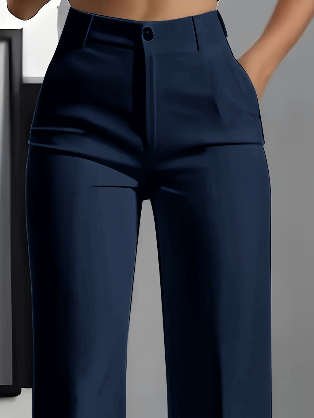 WL Atelier | Elegant Navy Blue Straight-Leg Tailored Pants