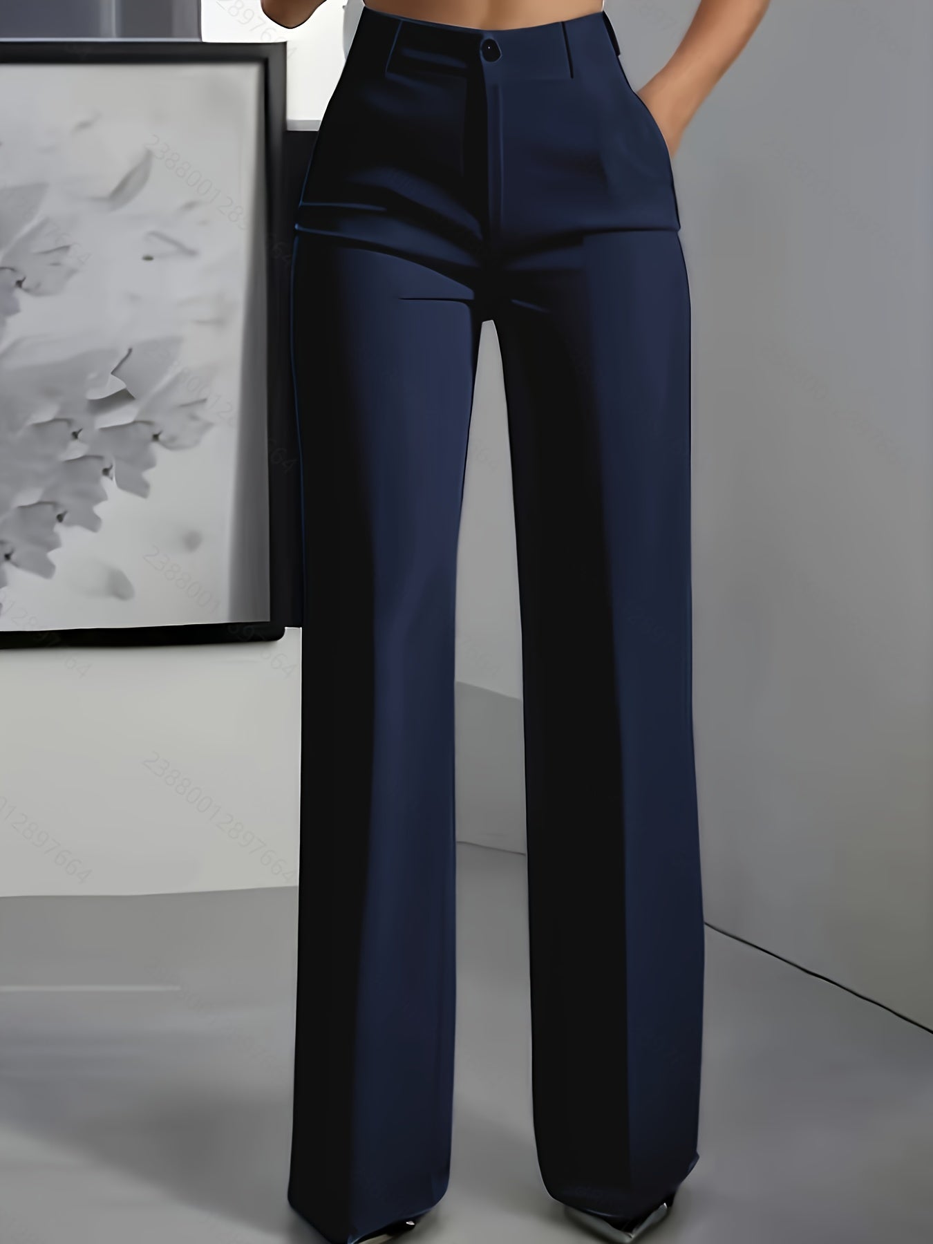 WL Atelier | Elegant Navy Blue Straight-Leg Tailored Pants
