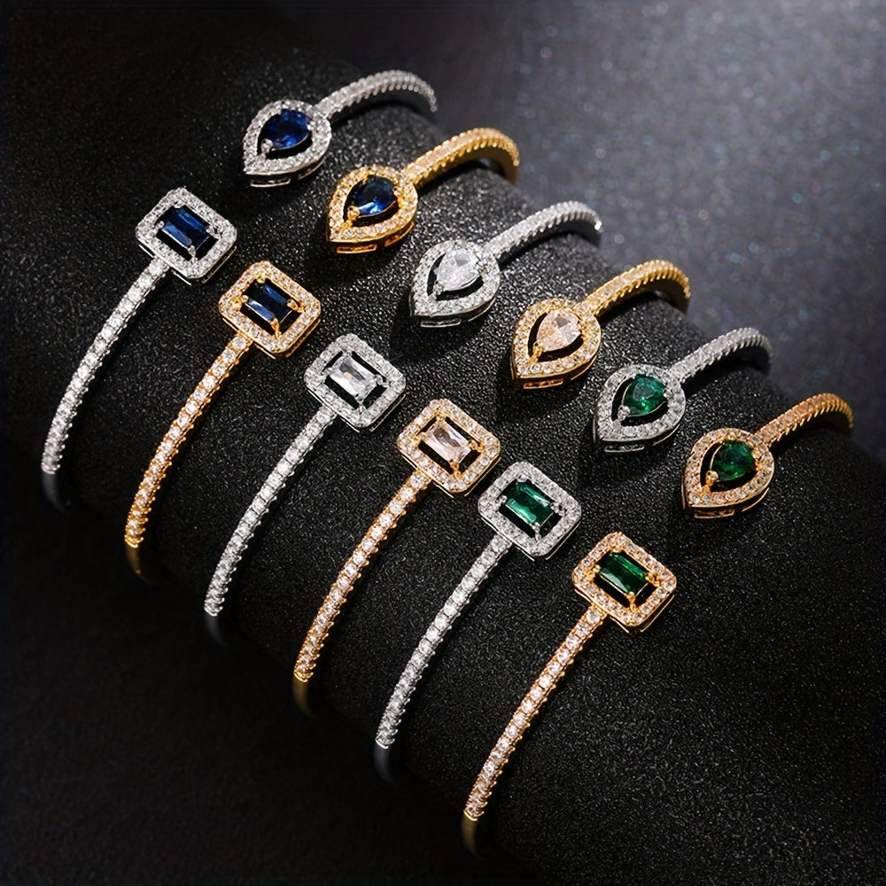 WL Atelier | Elegant Geometric Cuff Bracelet with Cubic Zirconia