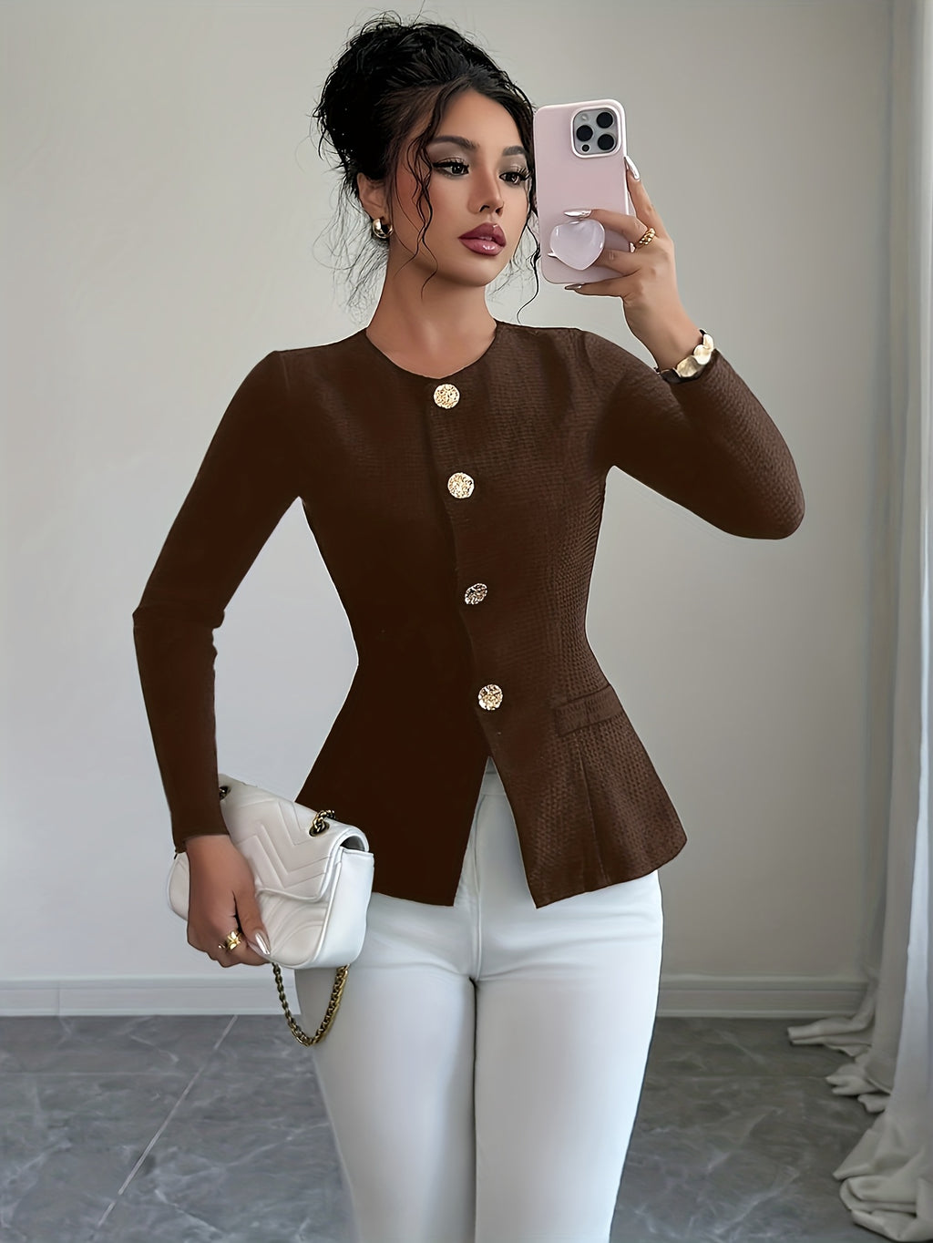 WL Atelier | Elegant Slim-Fit Black Blazer with Golden Buttons