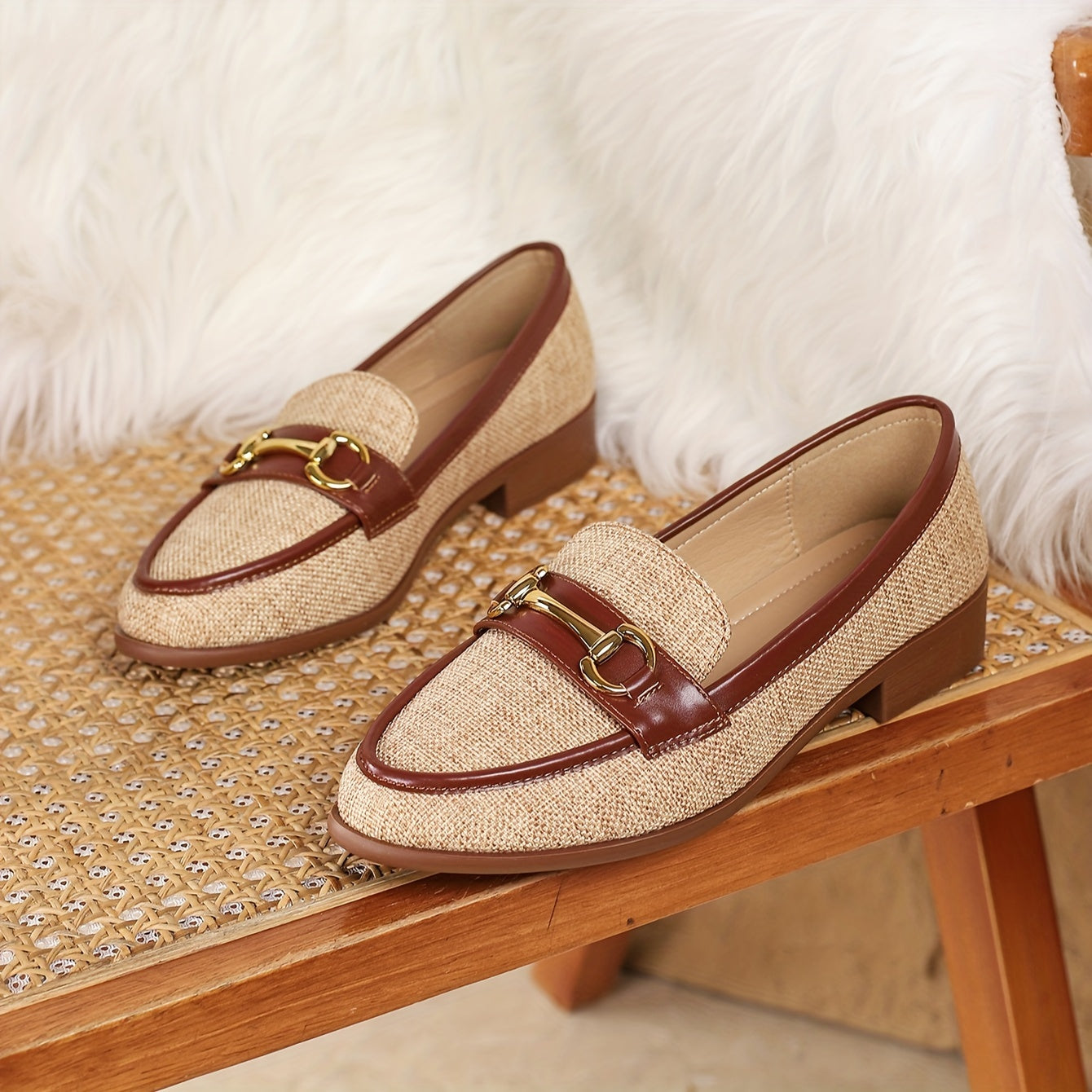 WL Atelier | Retro Braided Loafers with Metal Buckle