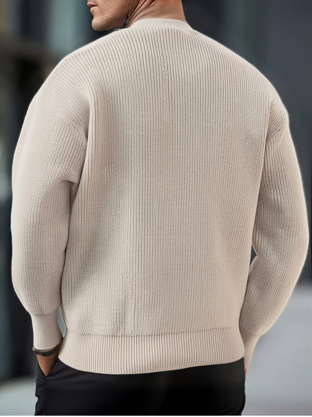 WL Atelier Men | Beige V-Neck Cable-Knit Cardigan