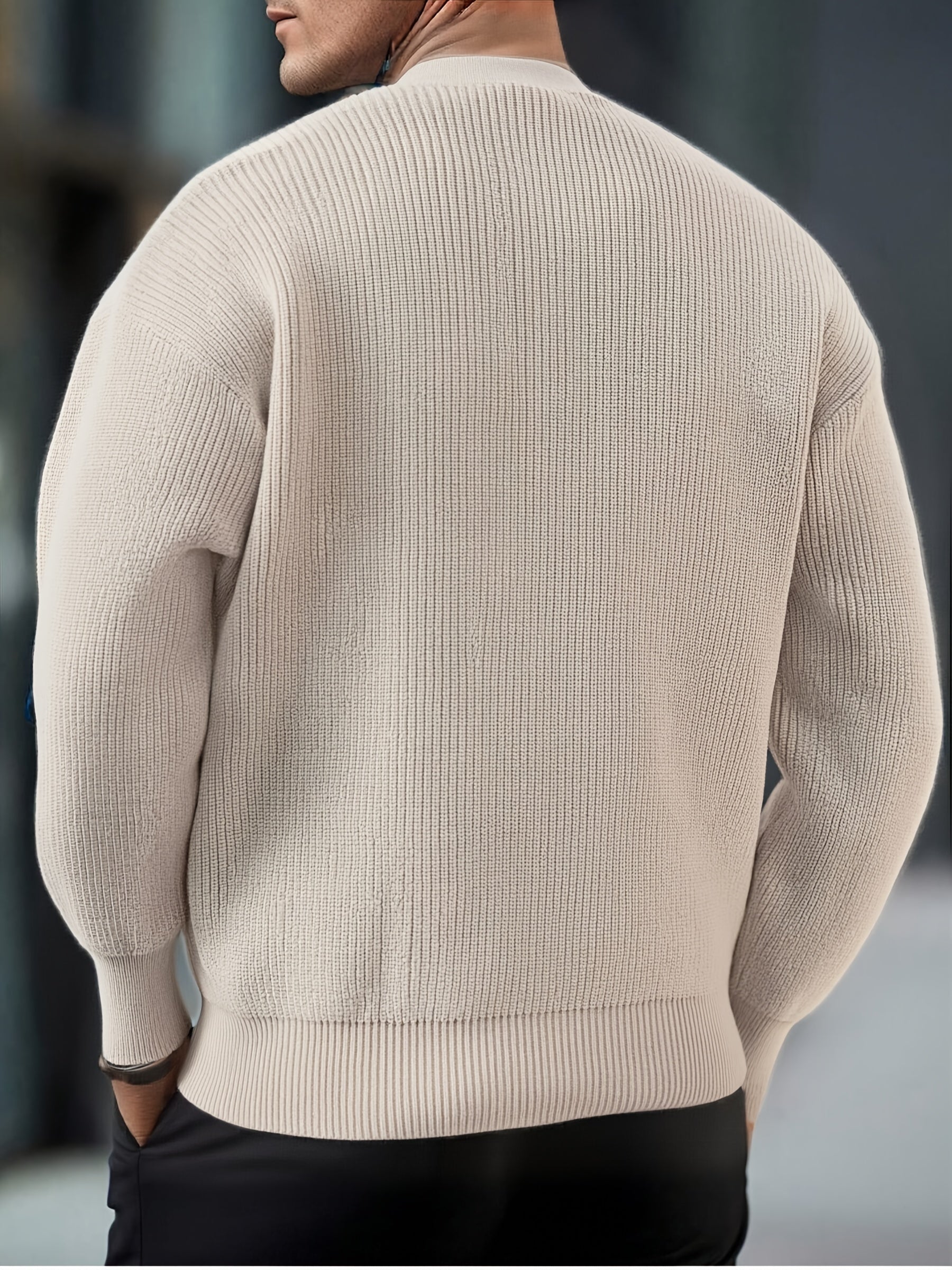 WL Atelier Men | Beige V-Neck Cable-Knit Cardigan