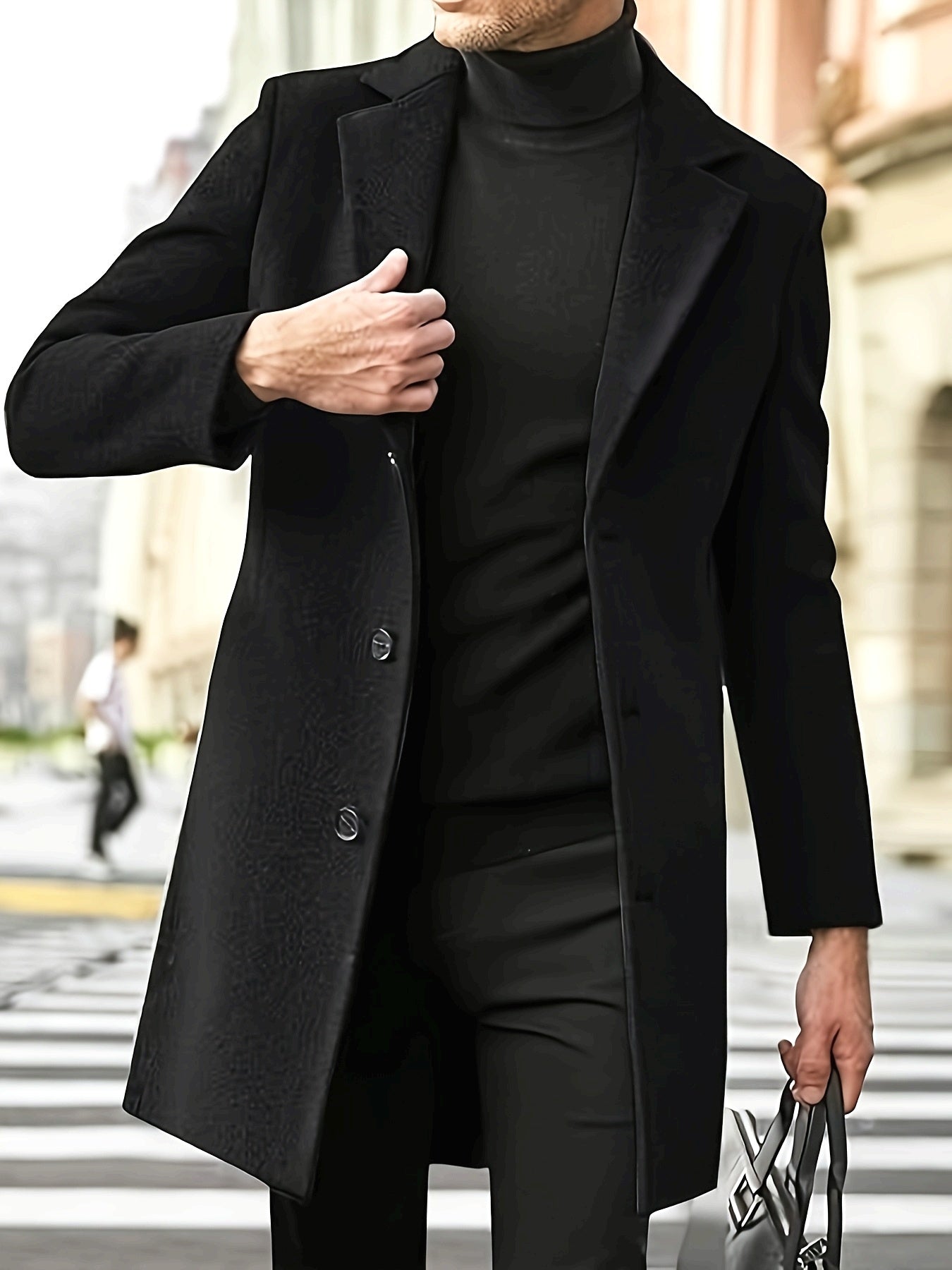 WL Atelier Men | Black Single-Breasted Trench Coat