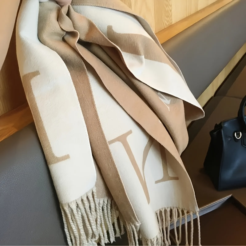 WL Atelier | Elegant Reversible Beige &amp; Brown Striped Scarf