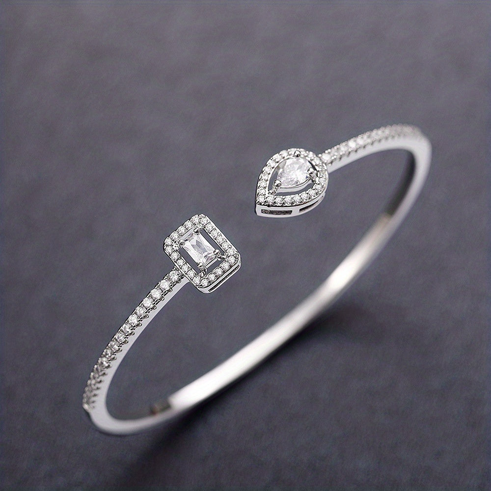 WL Atelier | Elegant Geometric Cuff Bracelet with Cubic Zirconia