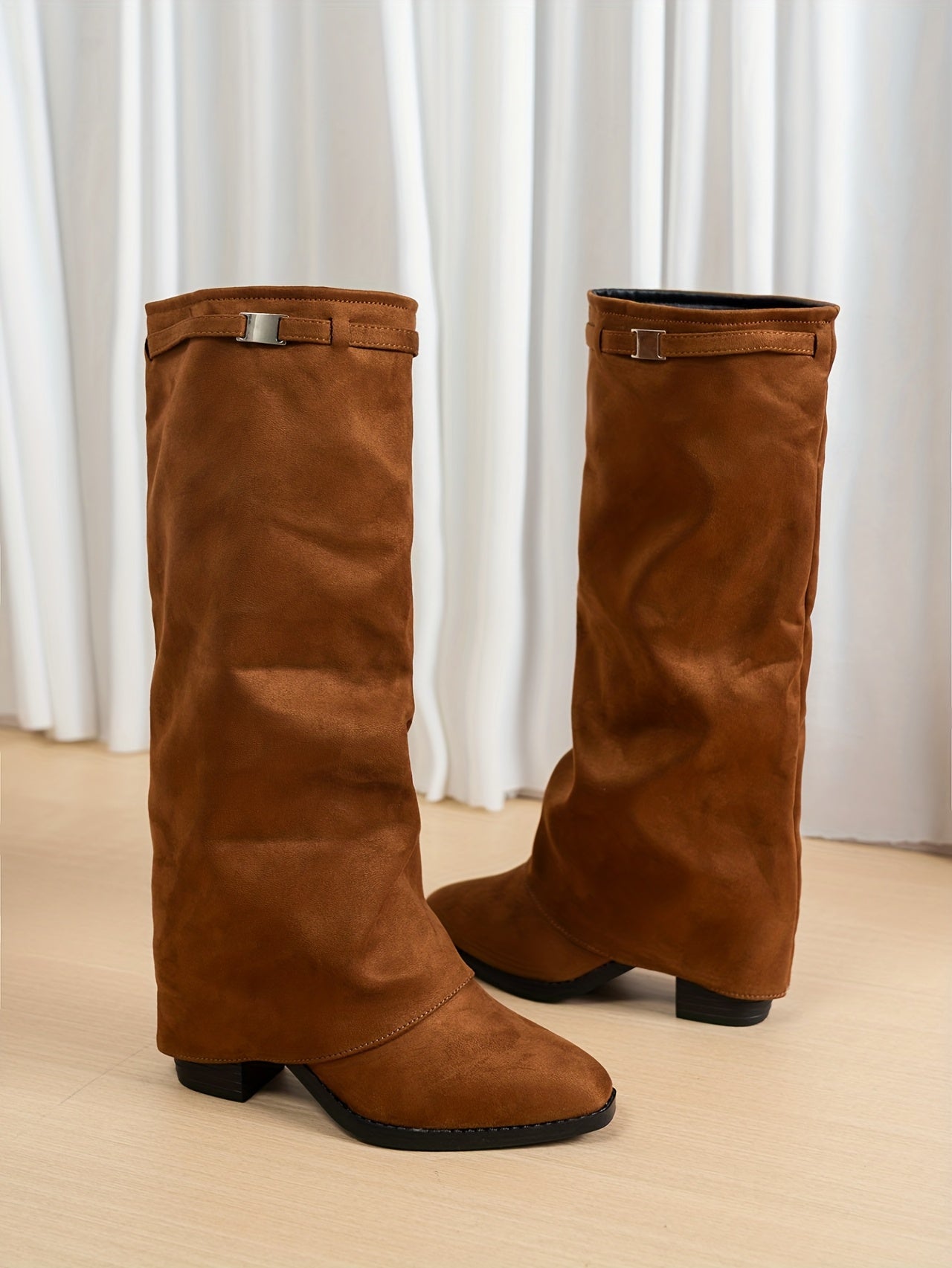 WL Atelier | Elegant Black Knee-High Boots with Chunky Block Heel