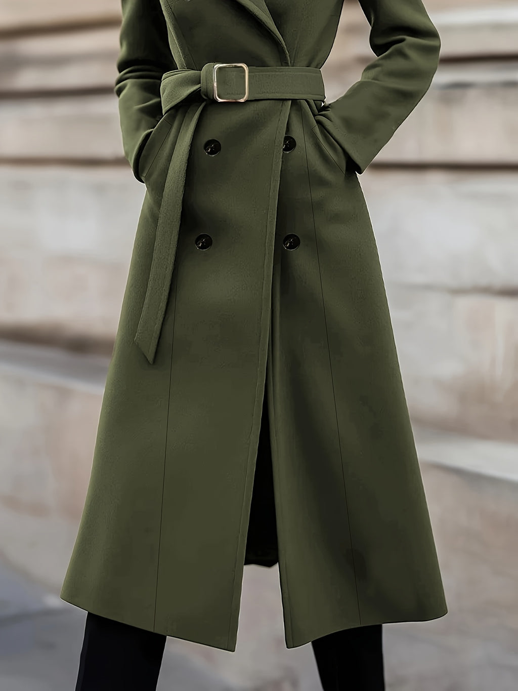 WL Atelier | Elegant Double-Breasted Belted Coat