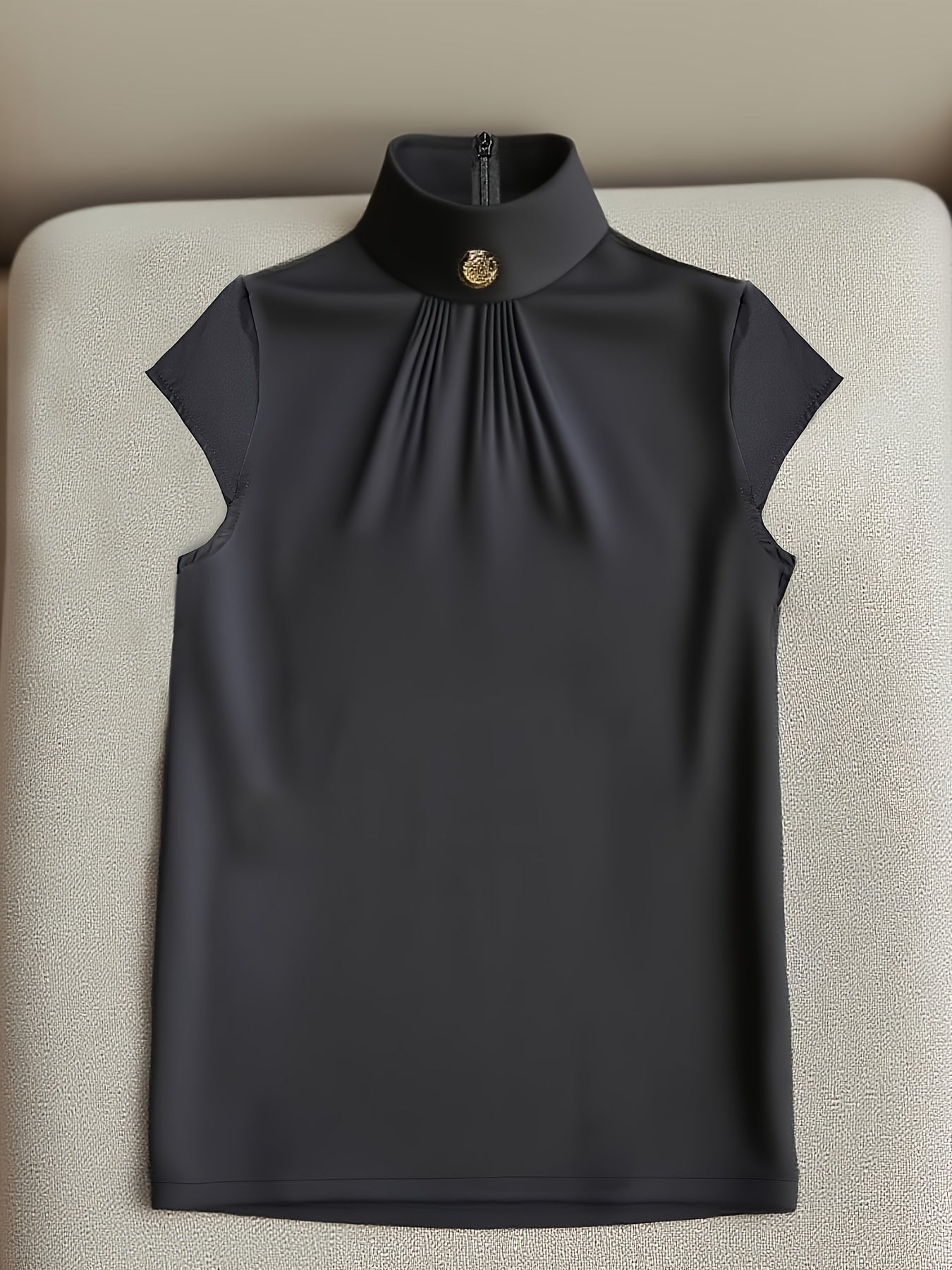 Rich Purple High-Neck Blouse for Autumn Elegance