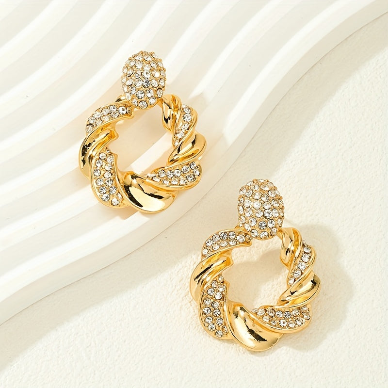 WL Atelier | Elegant Rhinestone Twist Dangle Earrings