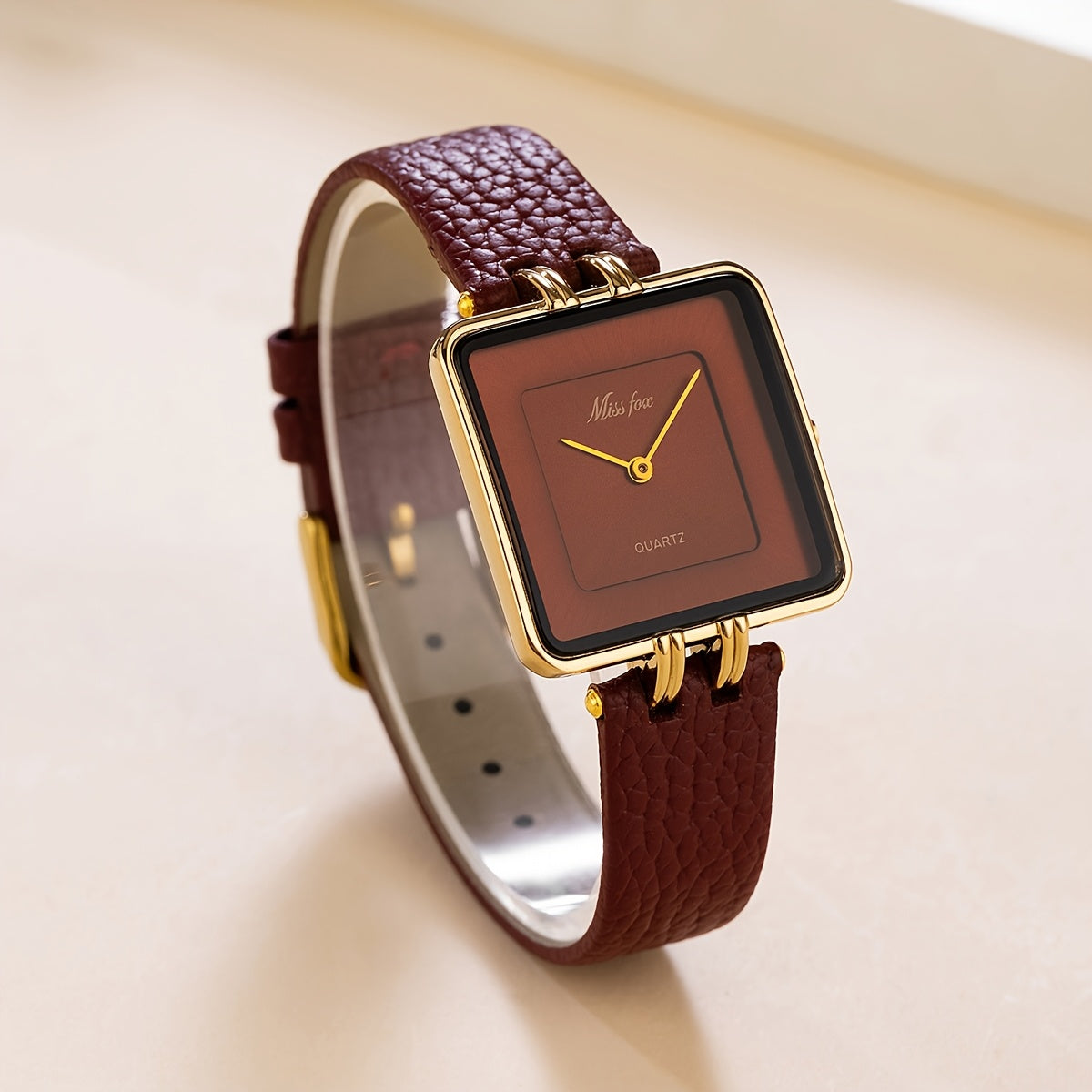 WL Atelier | Luxury Burgundy Square Quartz Watch