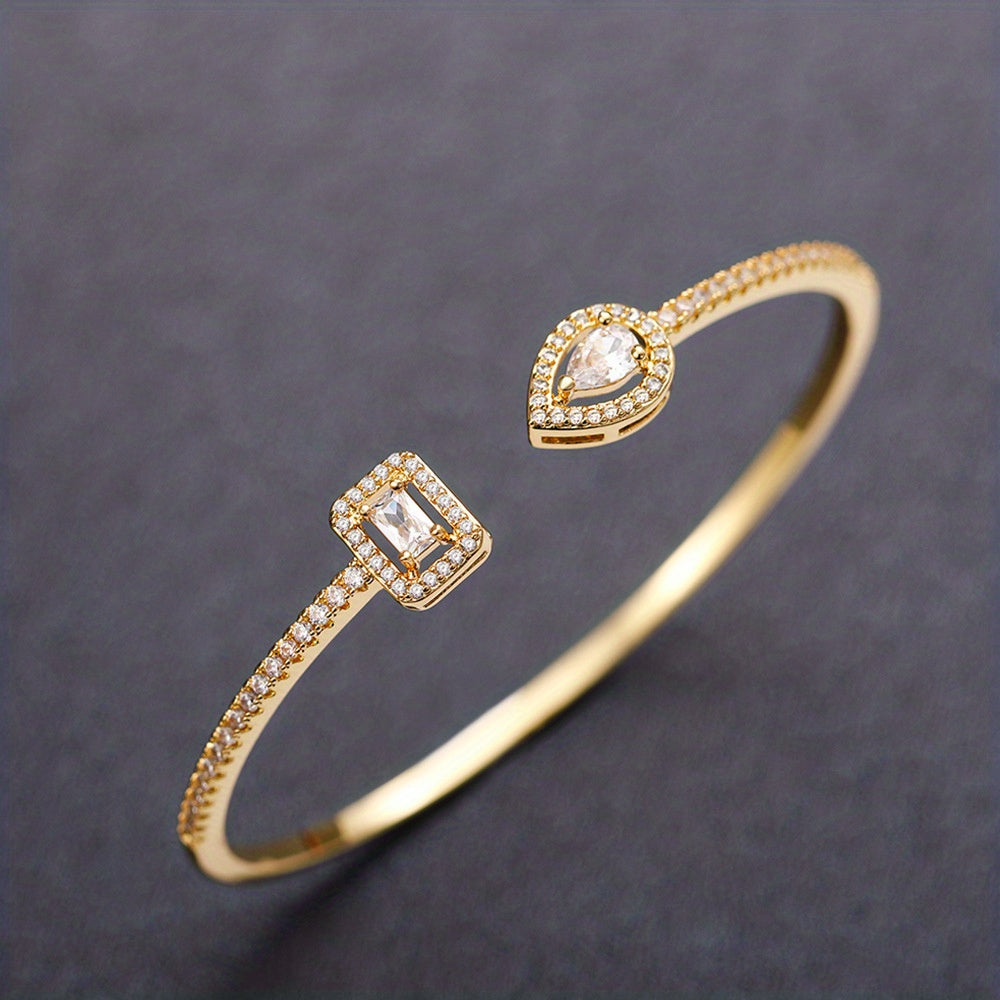 WL Atelier | Elegant Geometric Cuff Bracelet with Cubic Zirconia