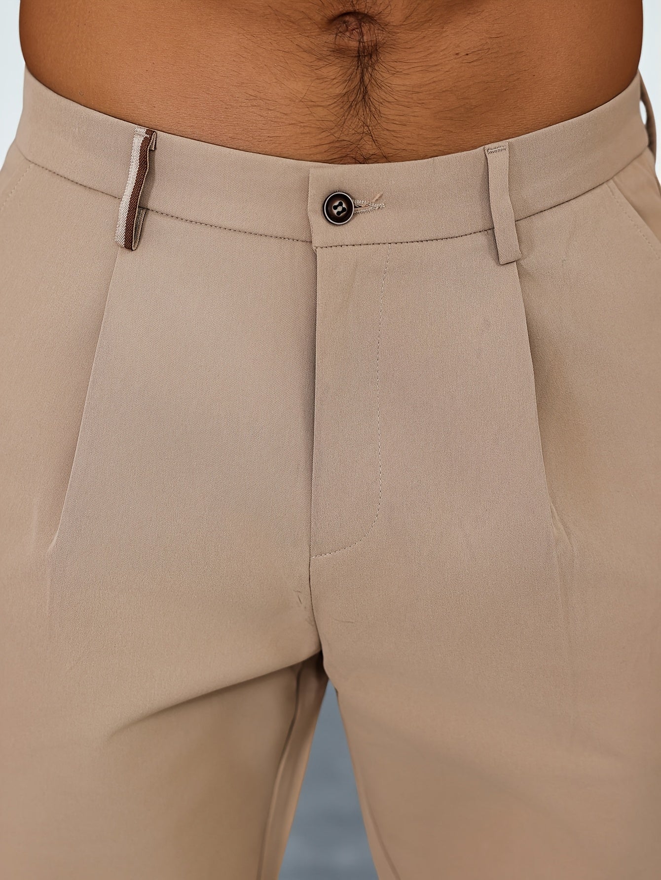 WL Atelier Men | Beige Pleated Business Casual Trousers