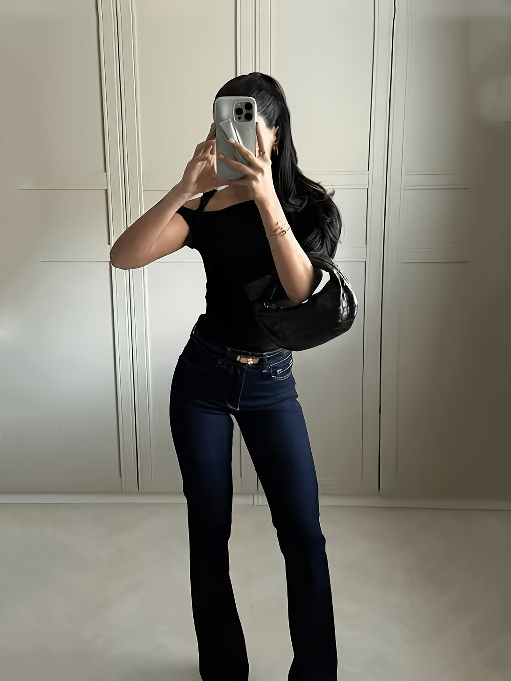 WL Atelier | Elegant Deep Blue Stretch Flare Pants