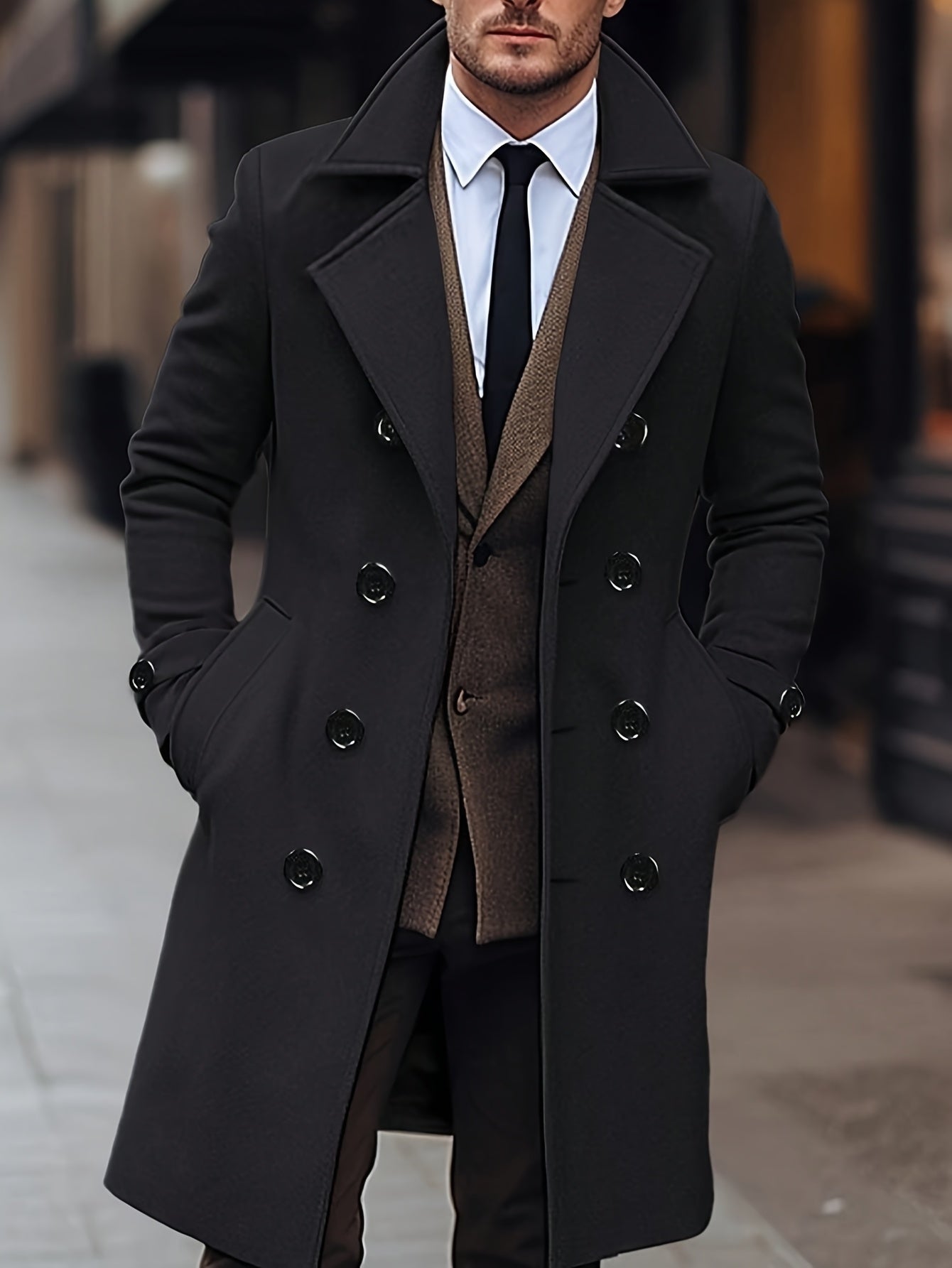 WL Atelier Men | Elegant Black Double-Breasted Winter Coat
