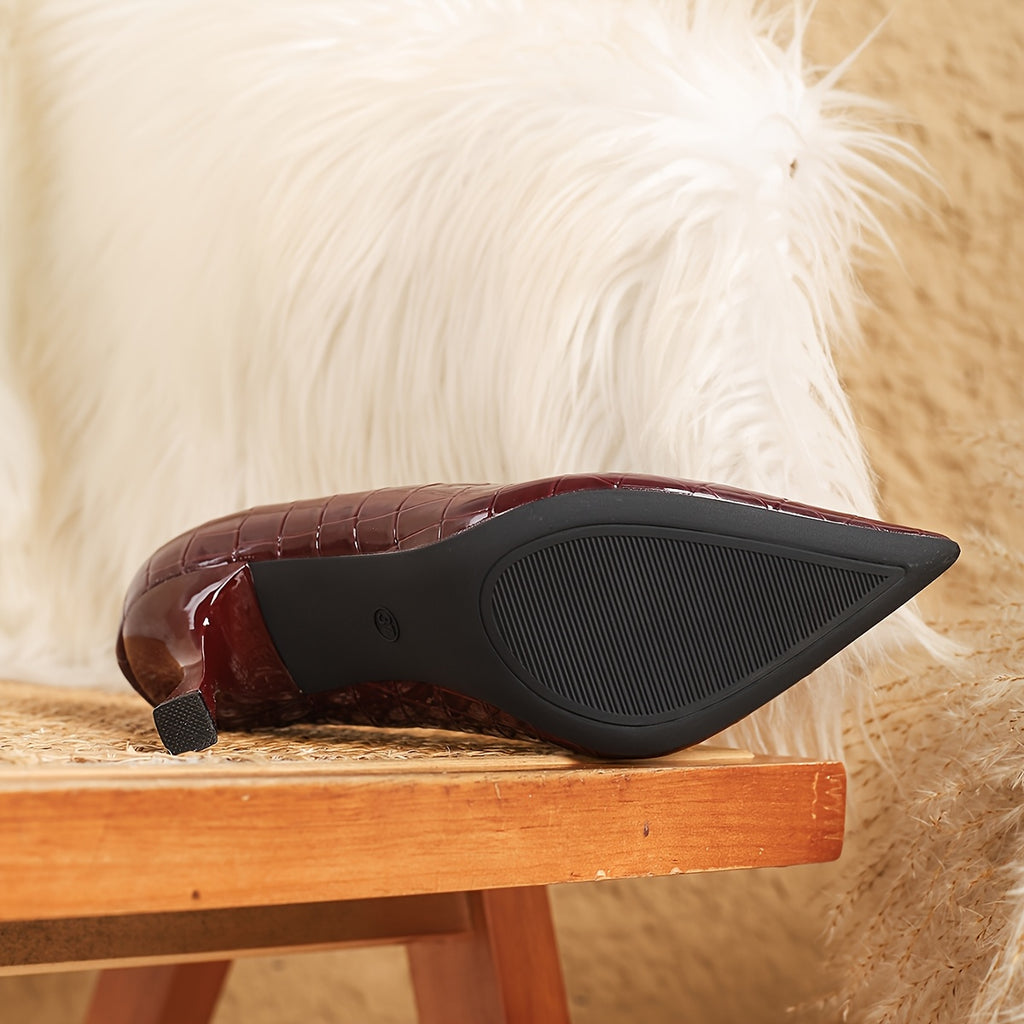 WL Atelier | Burgundy Glossy Pointed-Toe Stiletto Heels