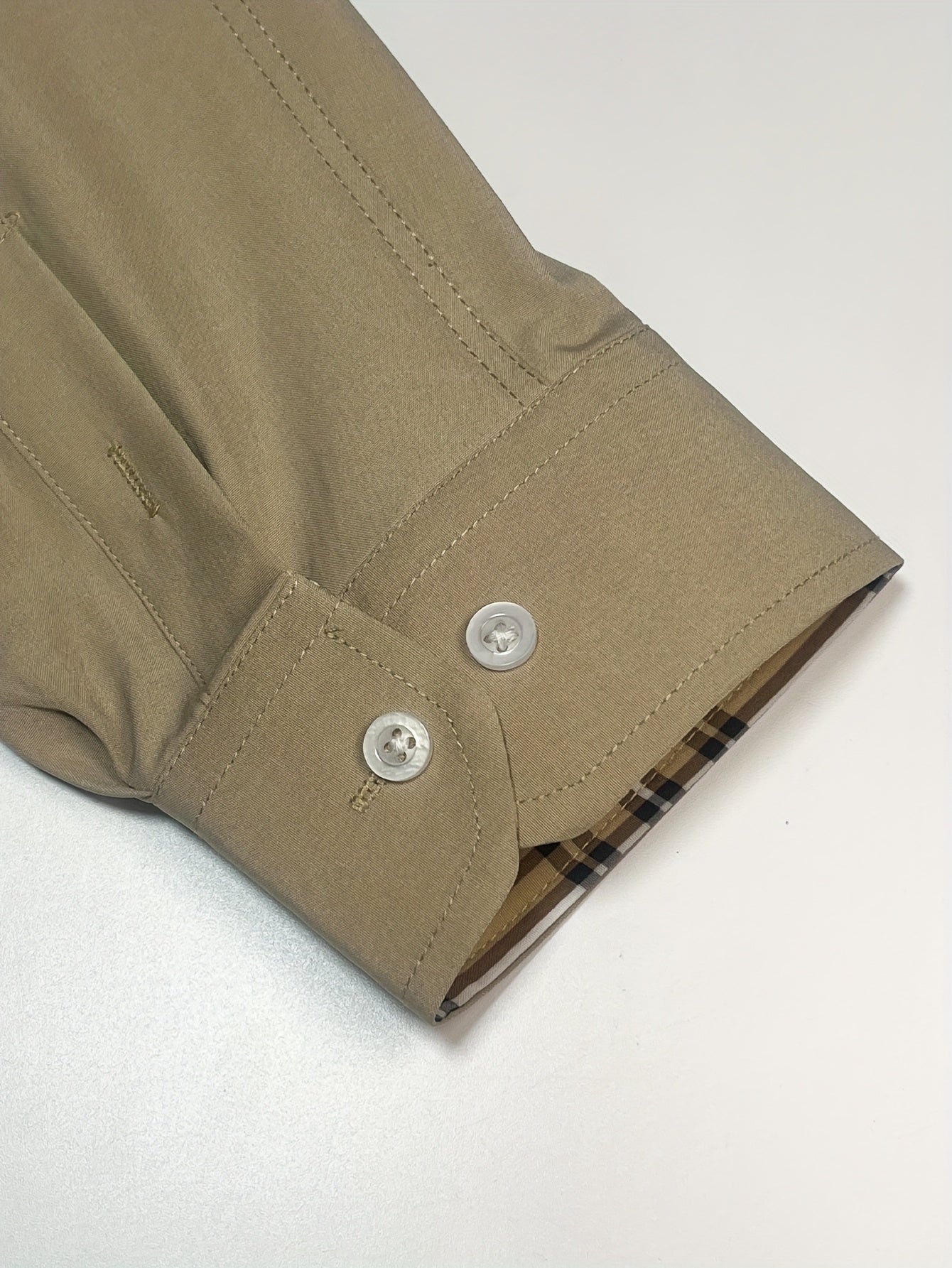 WL Atelier Men | Slim Fit Beige &amp; Brown Long-Sleeve Shirt