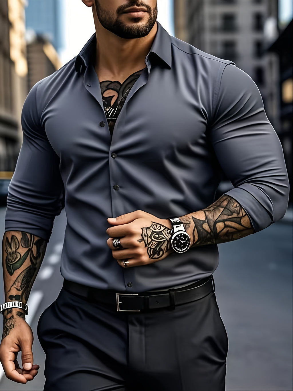 WL Atelier Men | Classic Solid Color Long-Sleeve Dress Shirt
