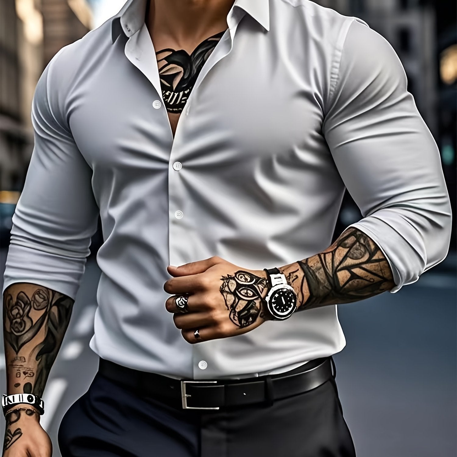 WL Atelier Men | Classic Solid Color Long-Sleeve Dress Shirt