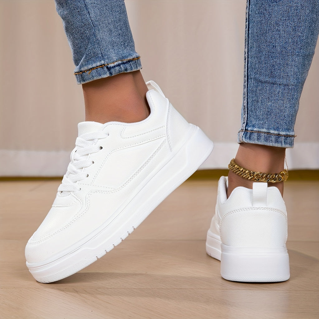 WL Atelier | White Platform Sneakers with Golden Ankle Strap