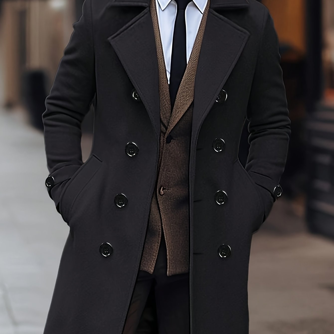 WL Atelier Men | Elegant Black Double-Breasted Winter Coat