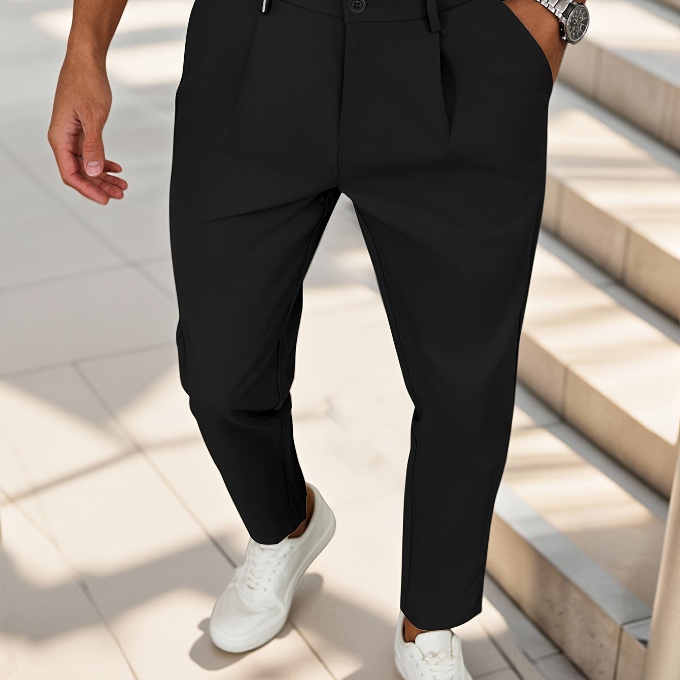 WL Atelier Men | Beige Pleated Business Casual Trousers