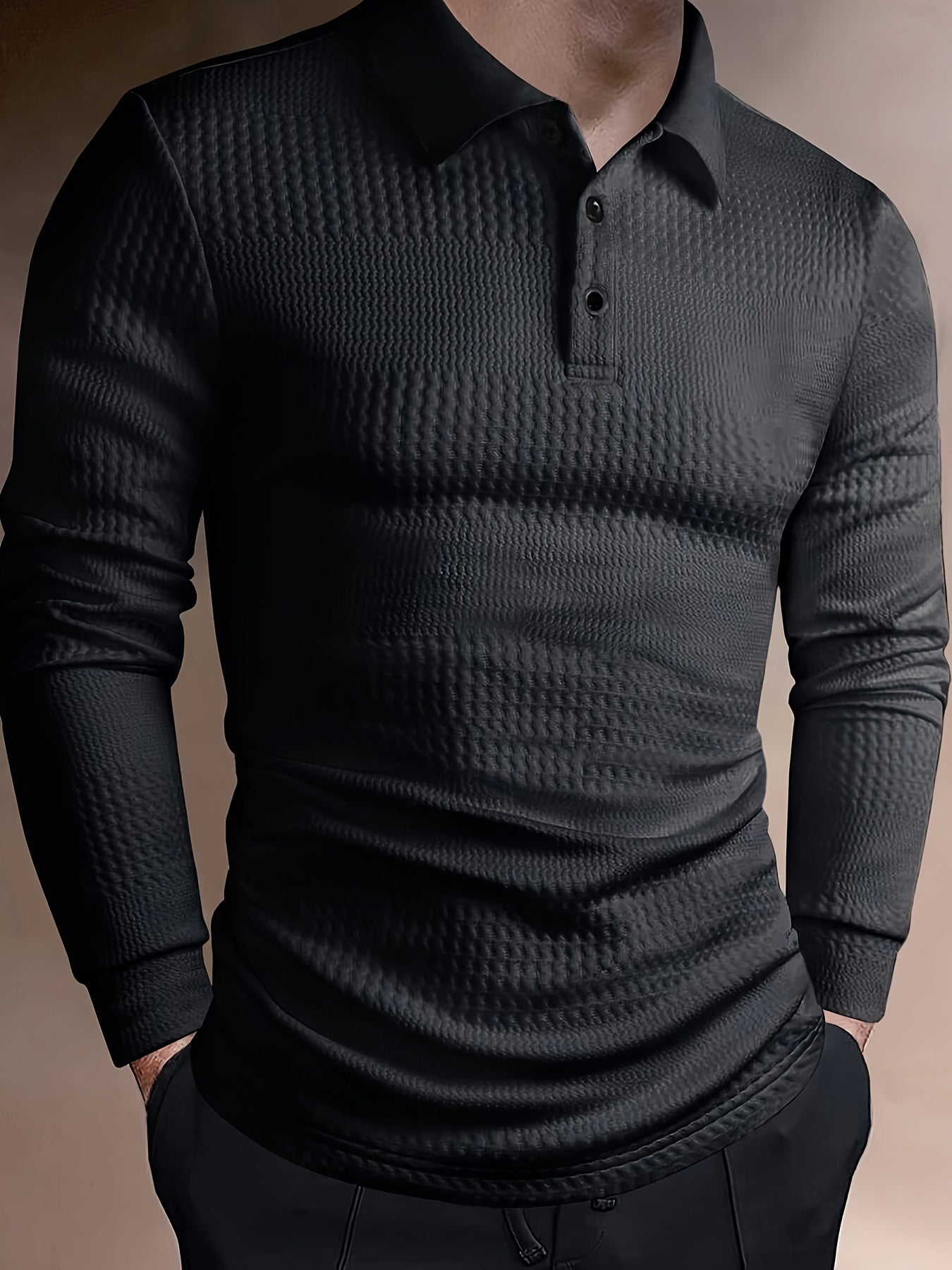 WL Atelier Men | Sleek Black Long-Sleeve Stretch Shirt