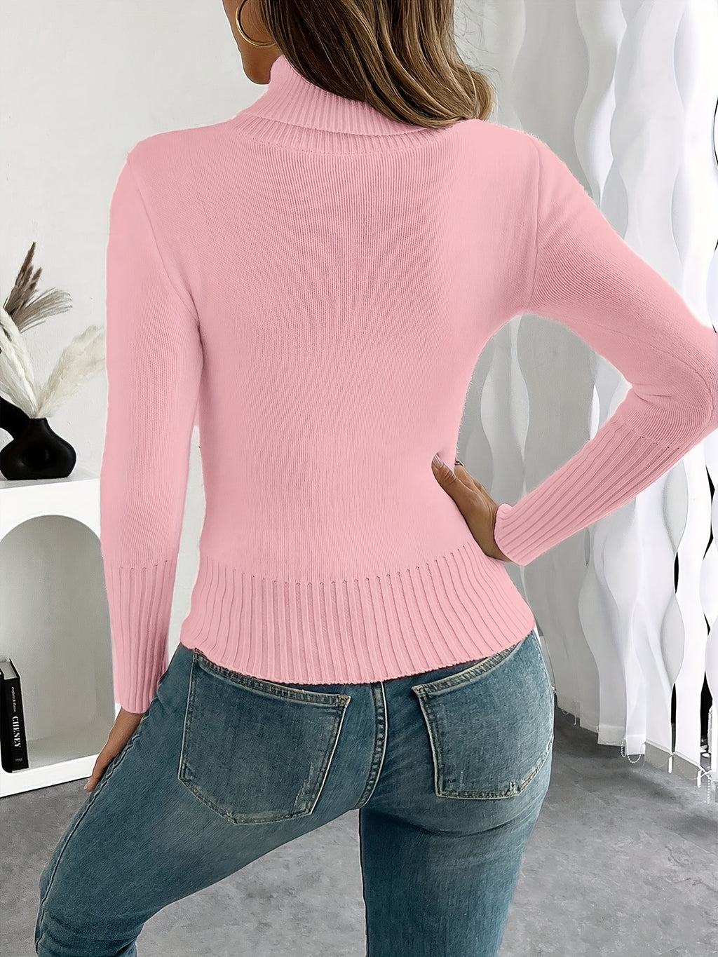 WL Atelier | Cozy Pink High-Neck Fleece-Lined Sweater