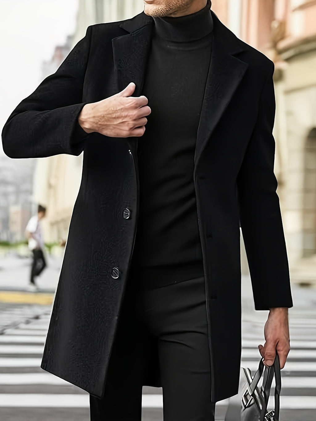 WL Atelier Men | Black Single-Breasted Trench Coat
