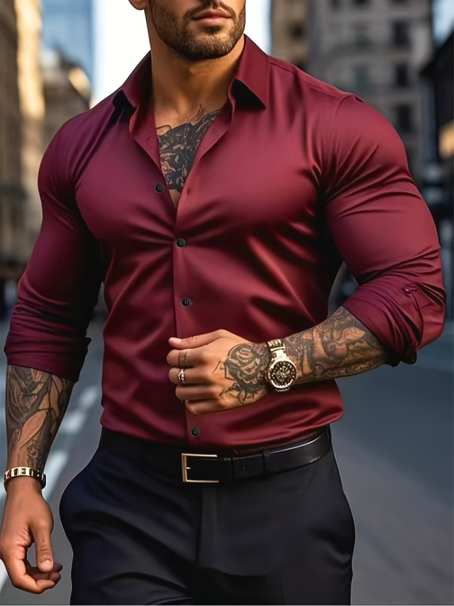 WL Atelier Men | Classic Solid Color Long-Sleeve Dress Shirt