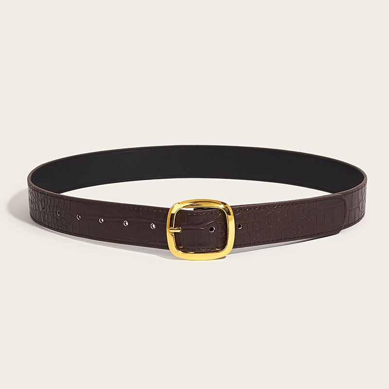 WL Atelier | Retro Black Belt with Square Buckle &amp; Stone Pattern