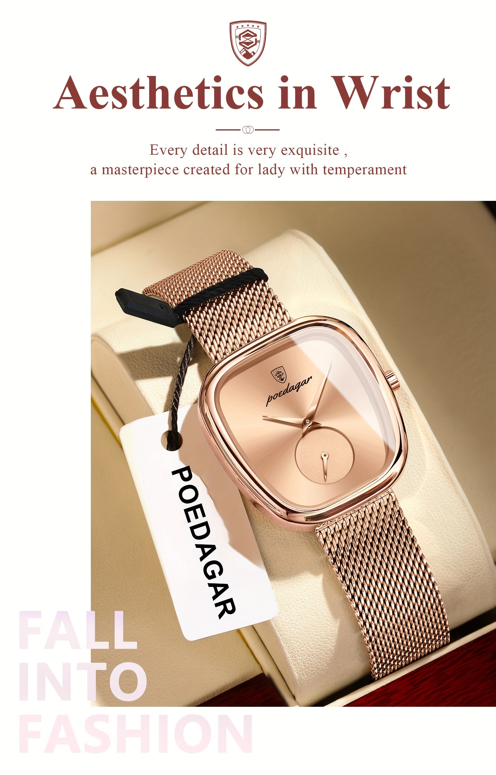 WL Atelier | Rose Gold Square-Dial Mesh Watch