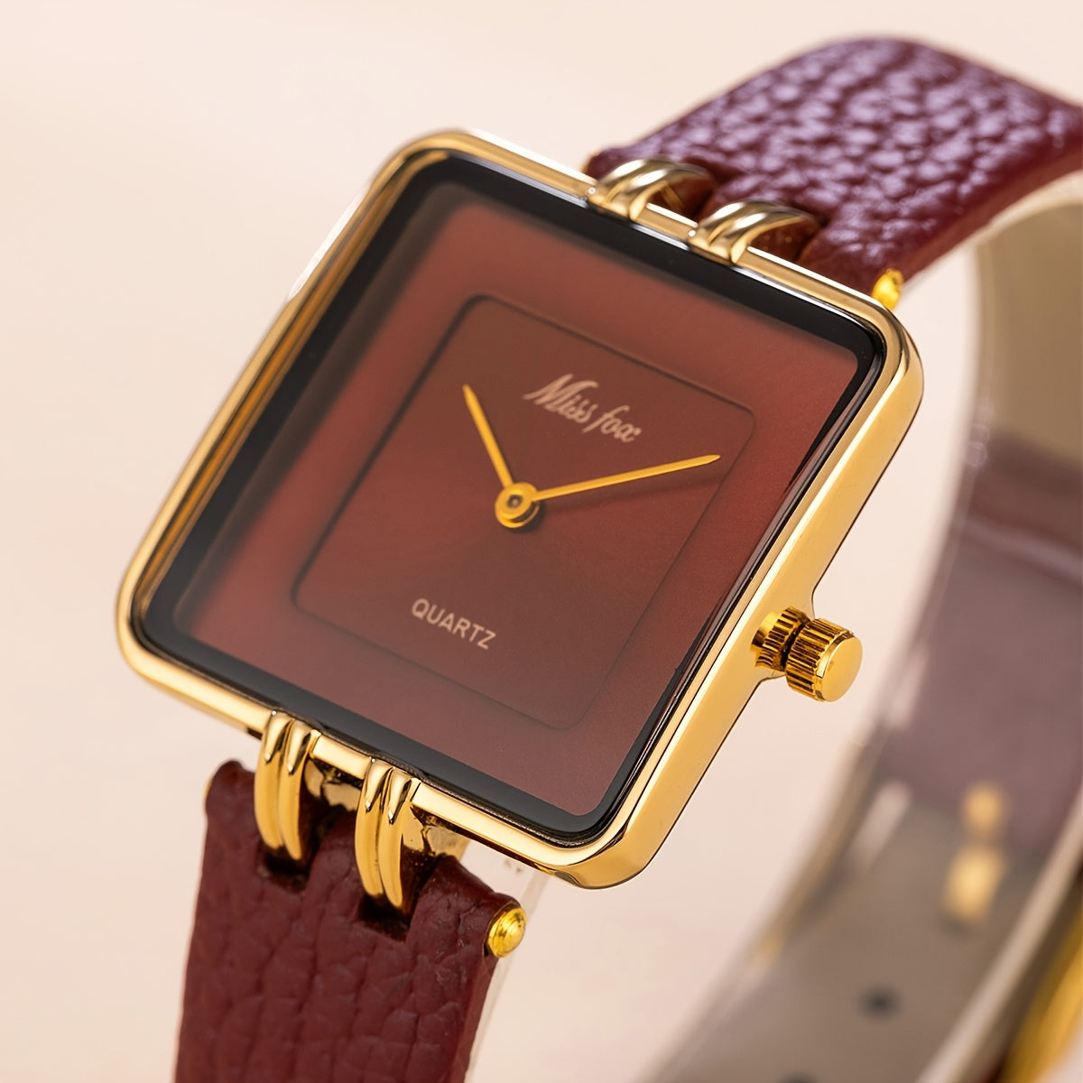 WL Atelier | Luxury Burgundy Square Quartz Watch