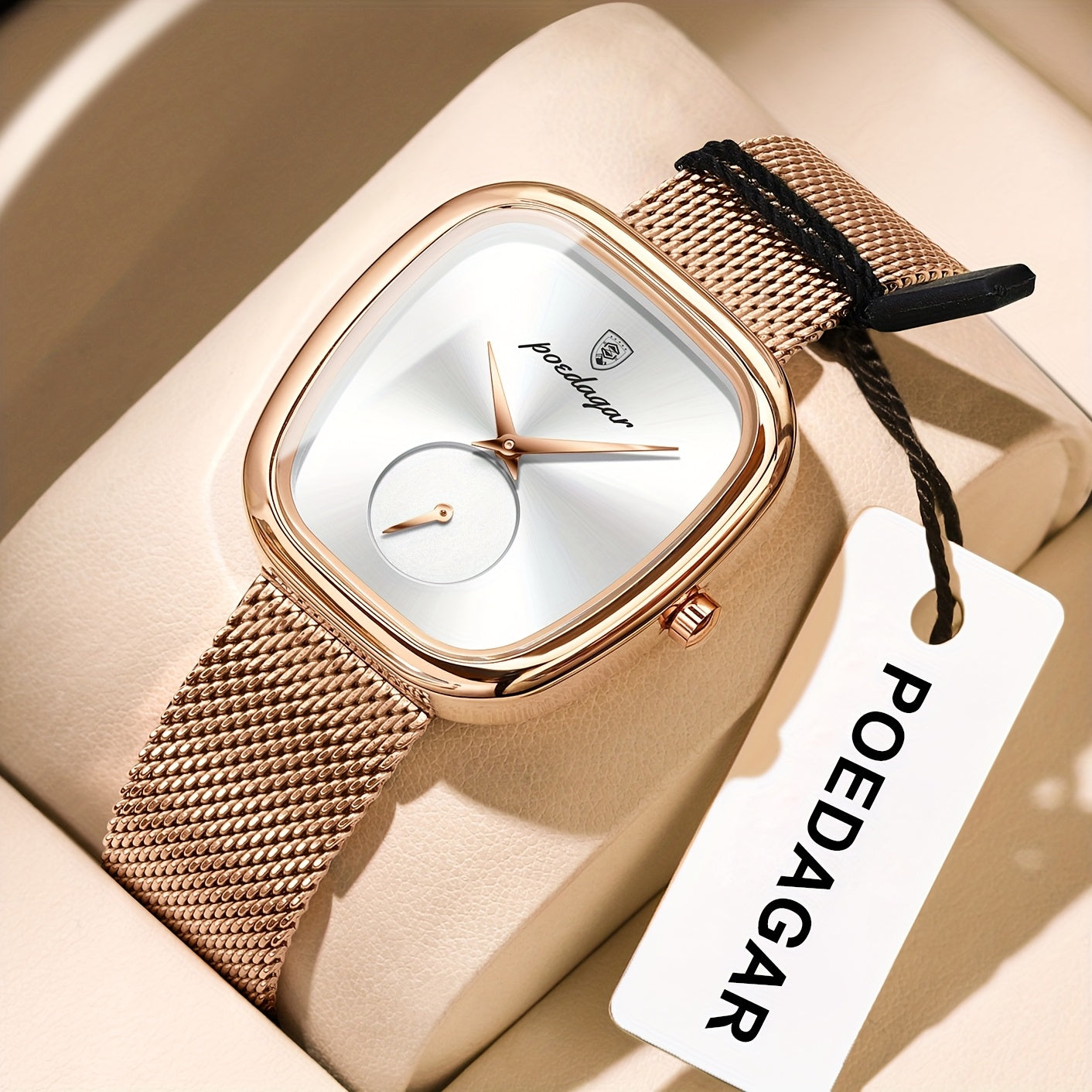 WL Atelier | Rose Gold Square-Dial Mesh Watch